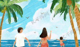 海边漫画图片,漫画描绘的海边风情